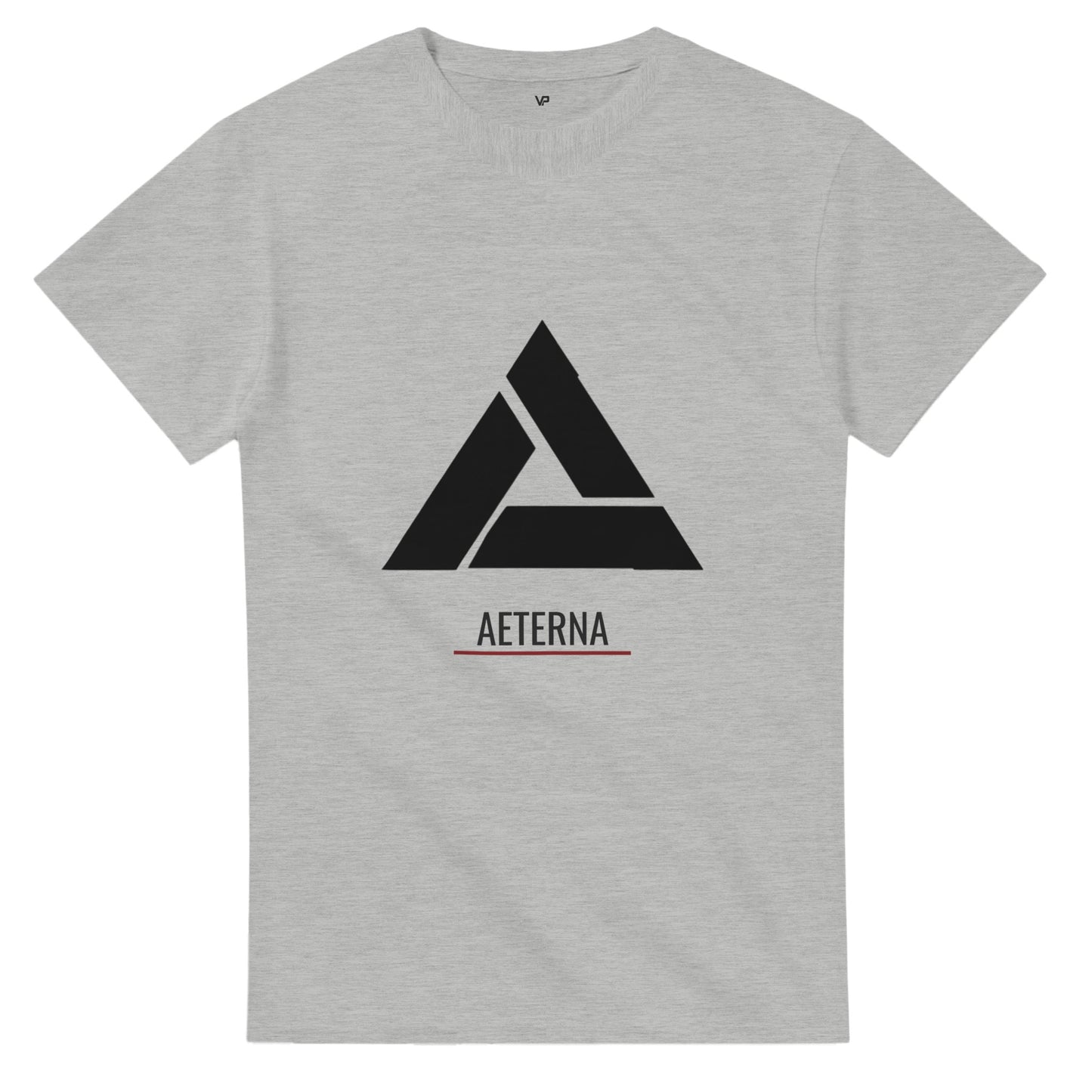 ach Gray AETERNA T-Shirt von VidaroPrints mit dem "Das Paradoxon" Design (ein minimalistisches, weißes Penrose-Dreieck).