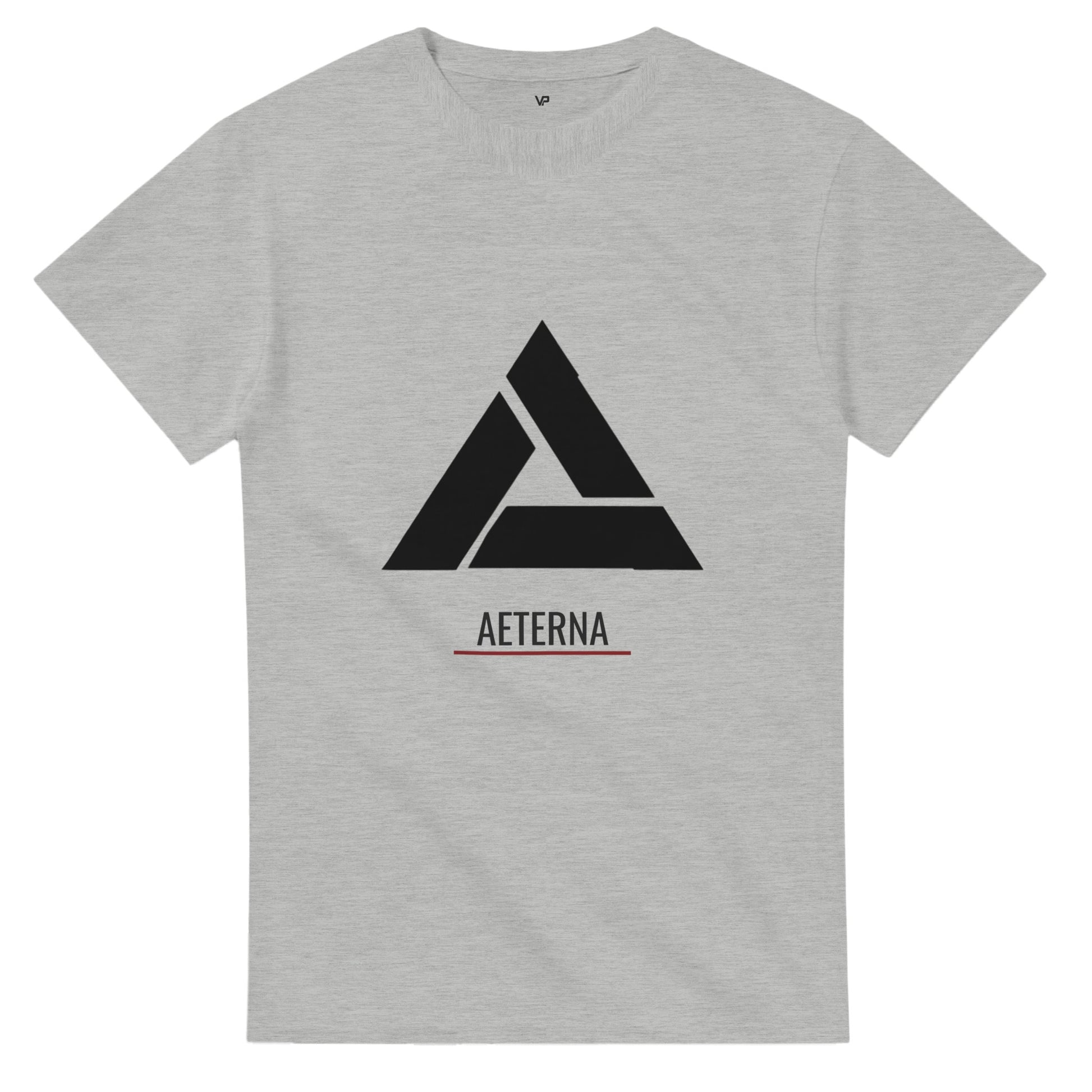 ach Gray AETERNA T-Shirt von VidaroPrints mit dem "Das Paradoxon" Design (ein minimalistisches, weißes Penrose-Dreieck).
