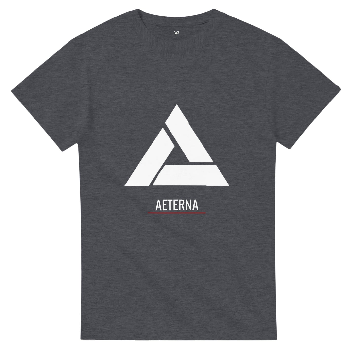 dunkles Heidekraut AETERNA T-Shirt von VidaroPrints mit dem "Das Paradoxon" Design (ein minimalistisches, weißes Penrose-Dreieck).