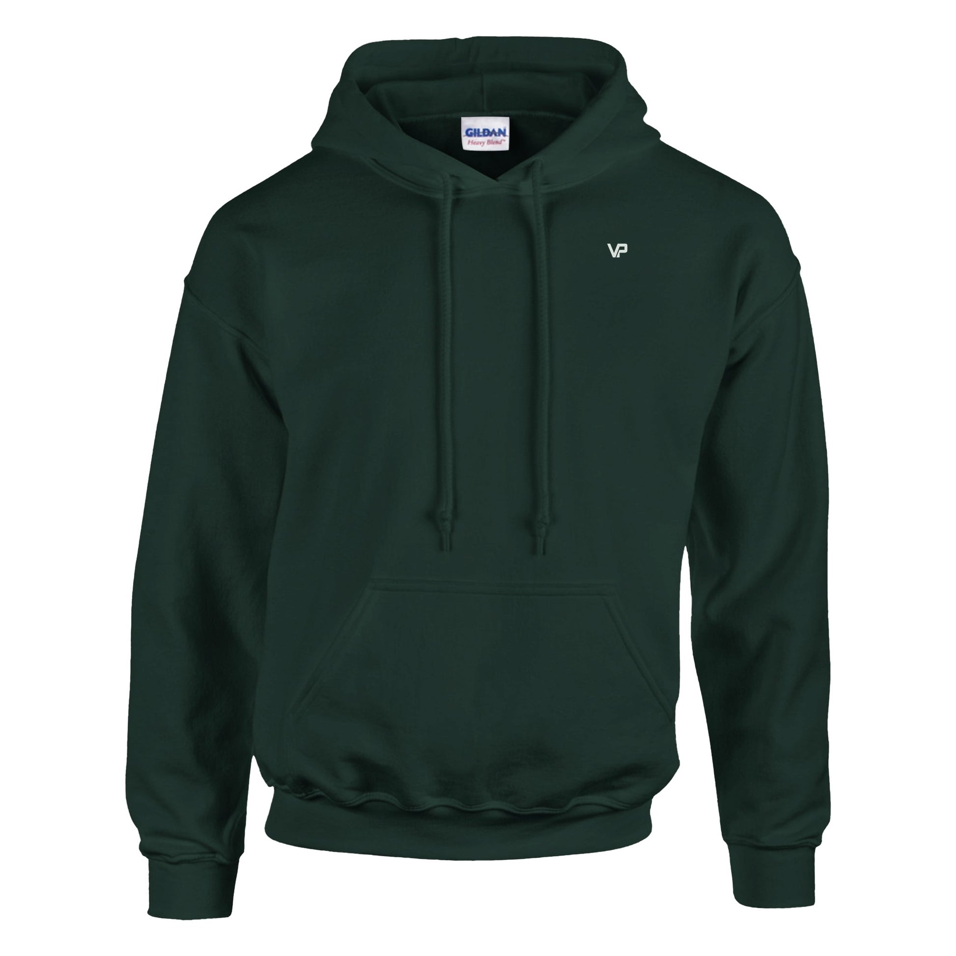 Forest Green VIRTUS Hoodie von VidaroPrints mit dem großen weißen Text "NOBODY CARES, WORK HARDER." als Motiv.