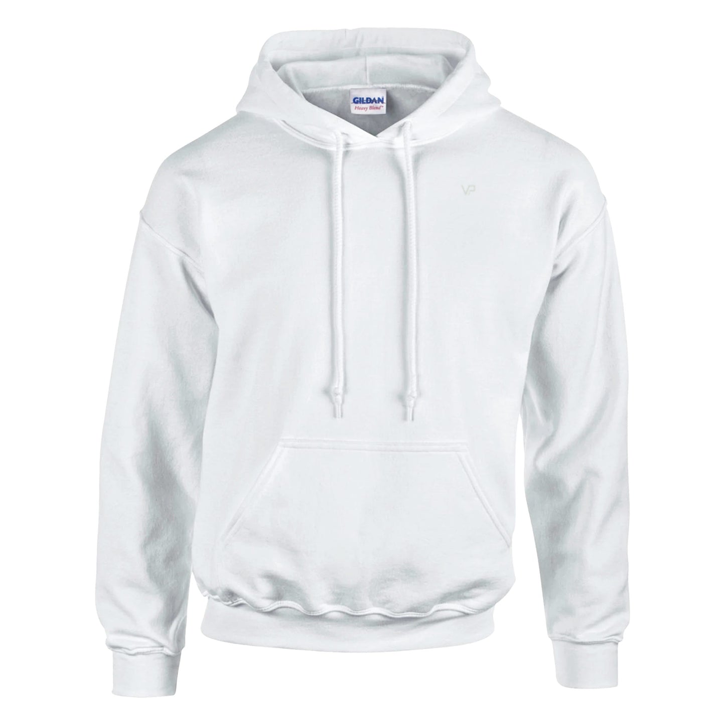 weißer VIRTUS Hoodie von VidaroPrints mit dem großen weißen Text "NOBODY CARES, WORK HARDER." als Motiv.